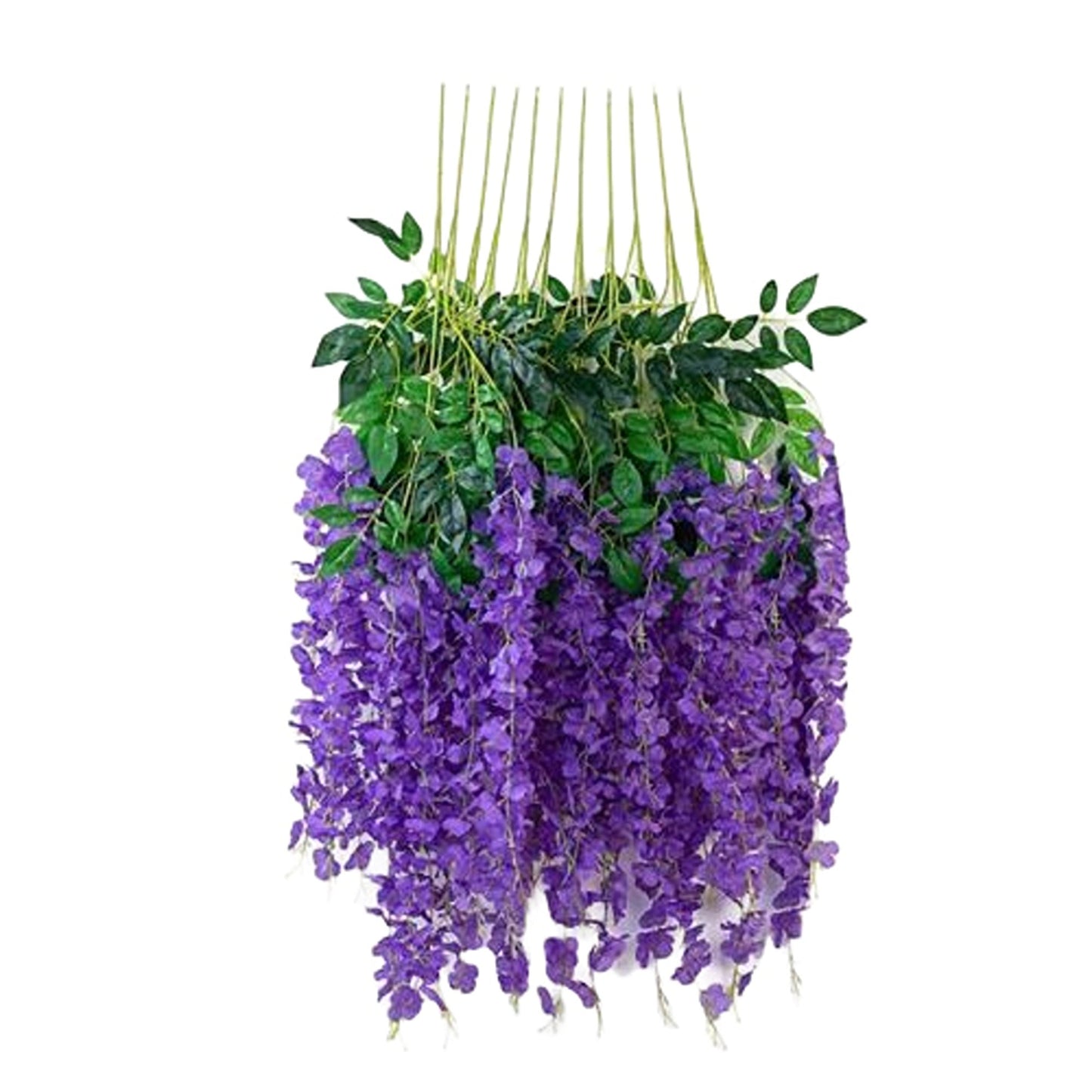 12pcs Hanging Silk Wisteria Vine Garland Artificial Leaf Decoration for Weddings