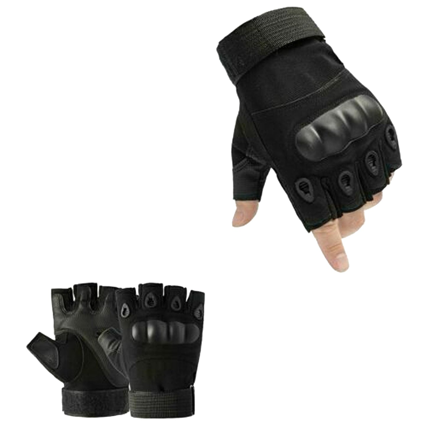 Black Tactical Fingerless Sport Gloves Leather Motorcycle Combat Outdoor