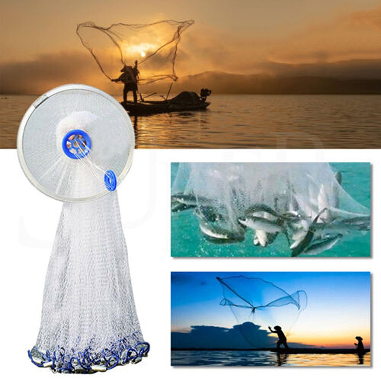 Strong Mesh Fishing Cast Net with Easy Throw Design