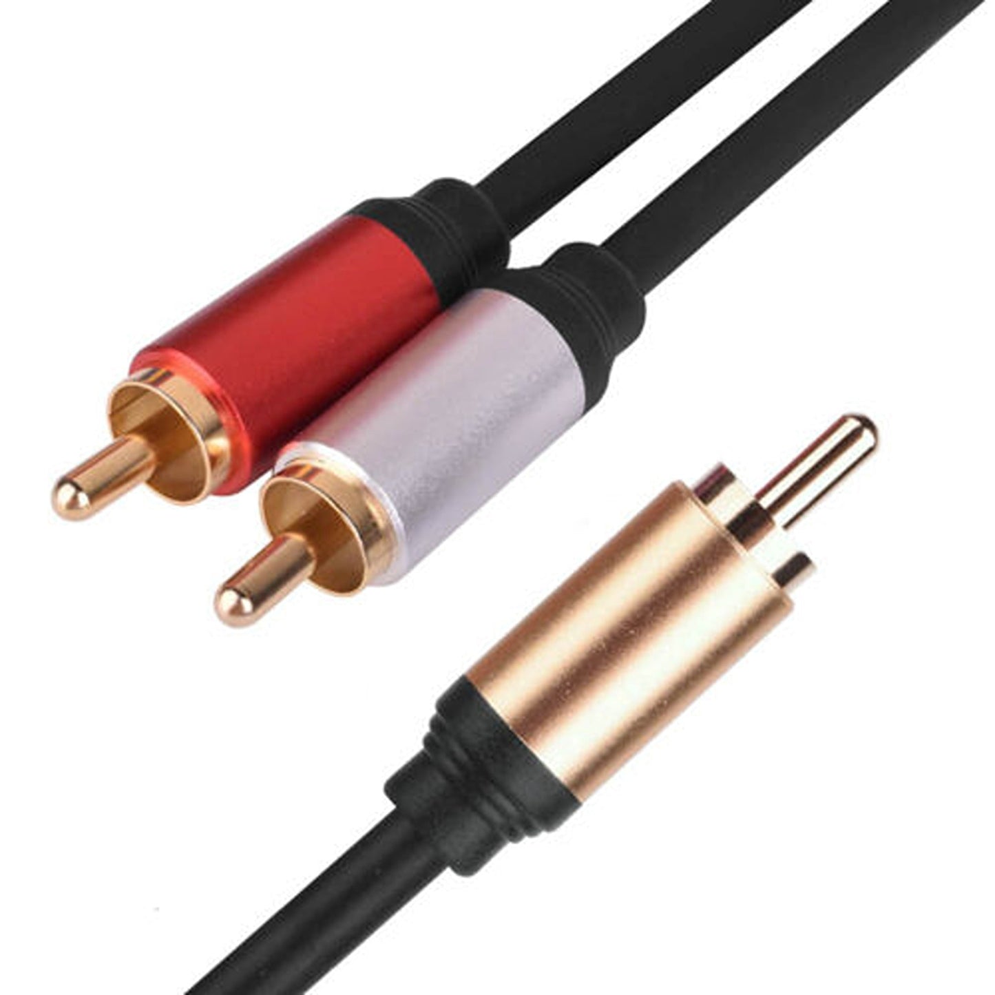 Gold Plated Y Splitter Audio Cable 1 RCA to 2 RCA Subwoofer Cord Lead