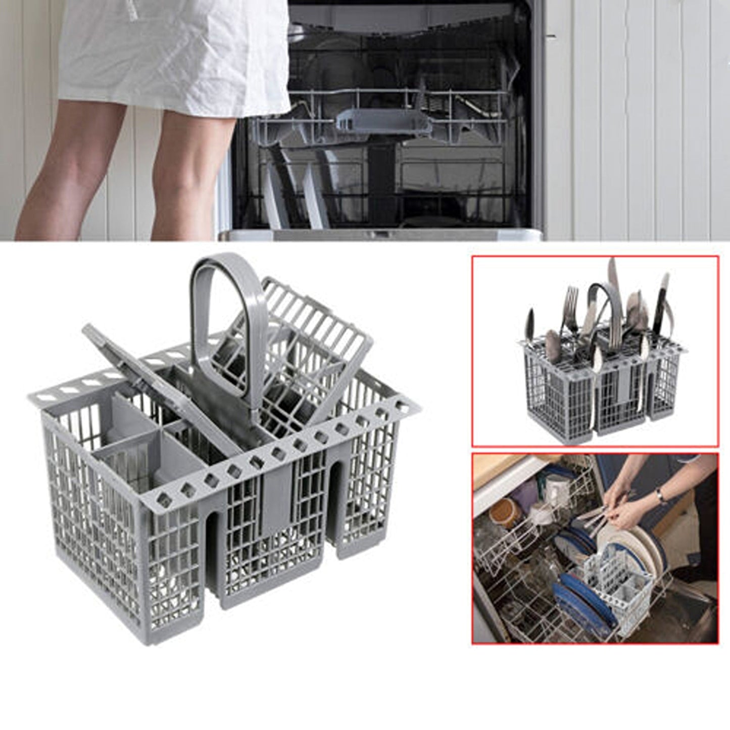 Cutlery Basket for Universal Dishwashers Compatible with Major Brands