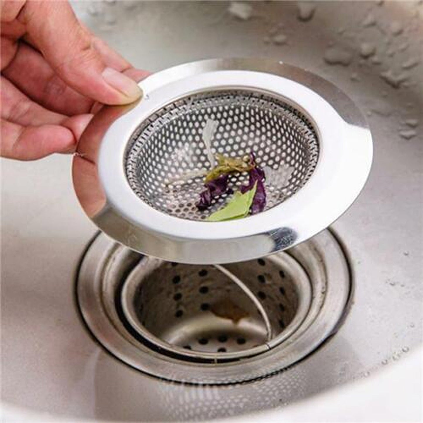 Kitchen Stainless Steel Sink Strainer Drain Stopper Waste Plug Filter