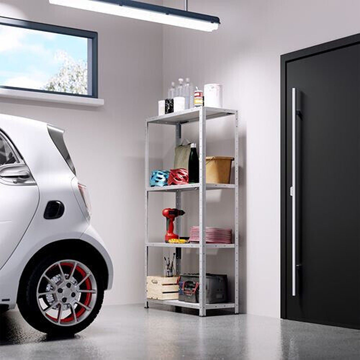 4-Tier Metal Storage Shelf Rack for Garage and Industrial Use