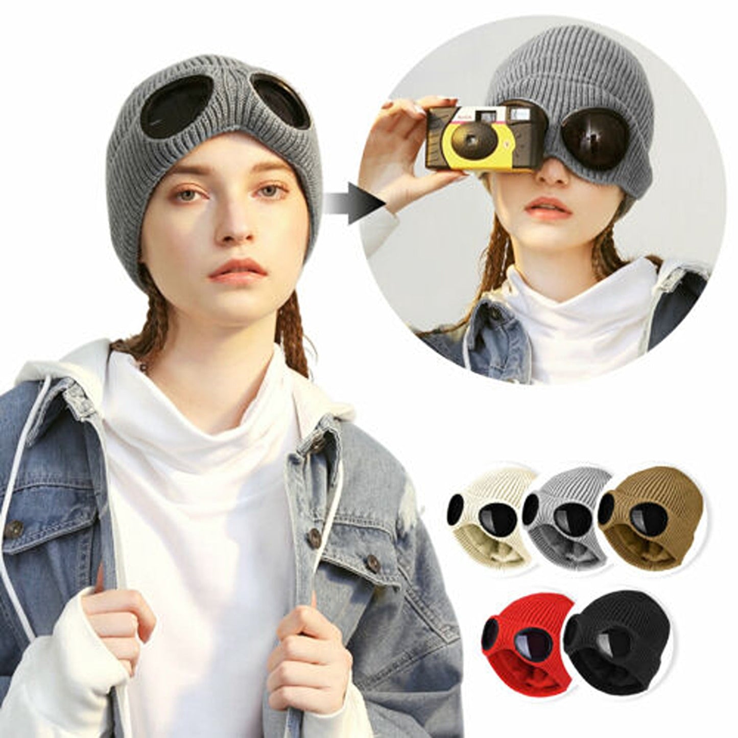 Chunky Beanie Hat for Men and Women Winter Warm Windproof Woolen Knitted Skull Cap