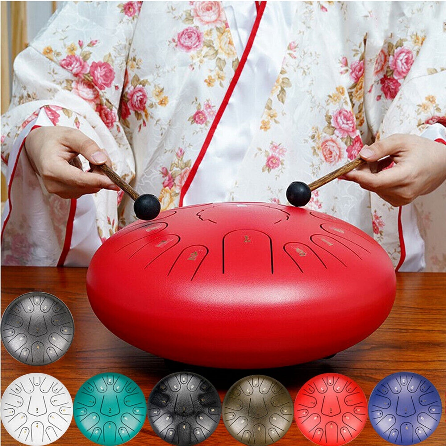 C Key Percussion 11-Tone Steel Tongue Drum with Mallets 10 Inch