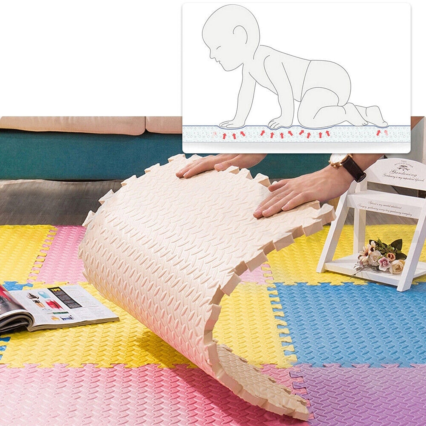 Soft EVA Rubber Foam Interlocking Floor Mats for Kids Gym and Camping
