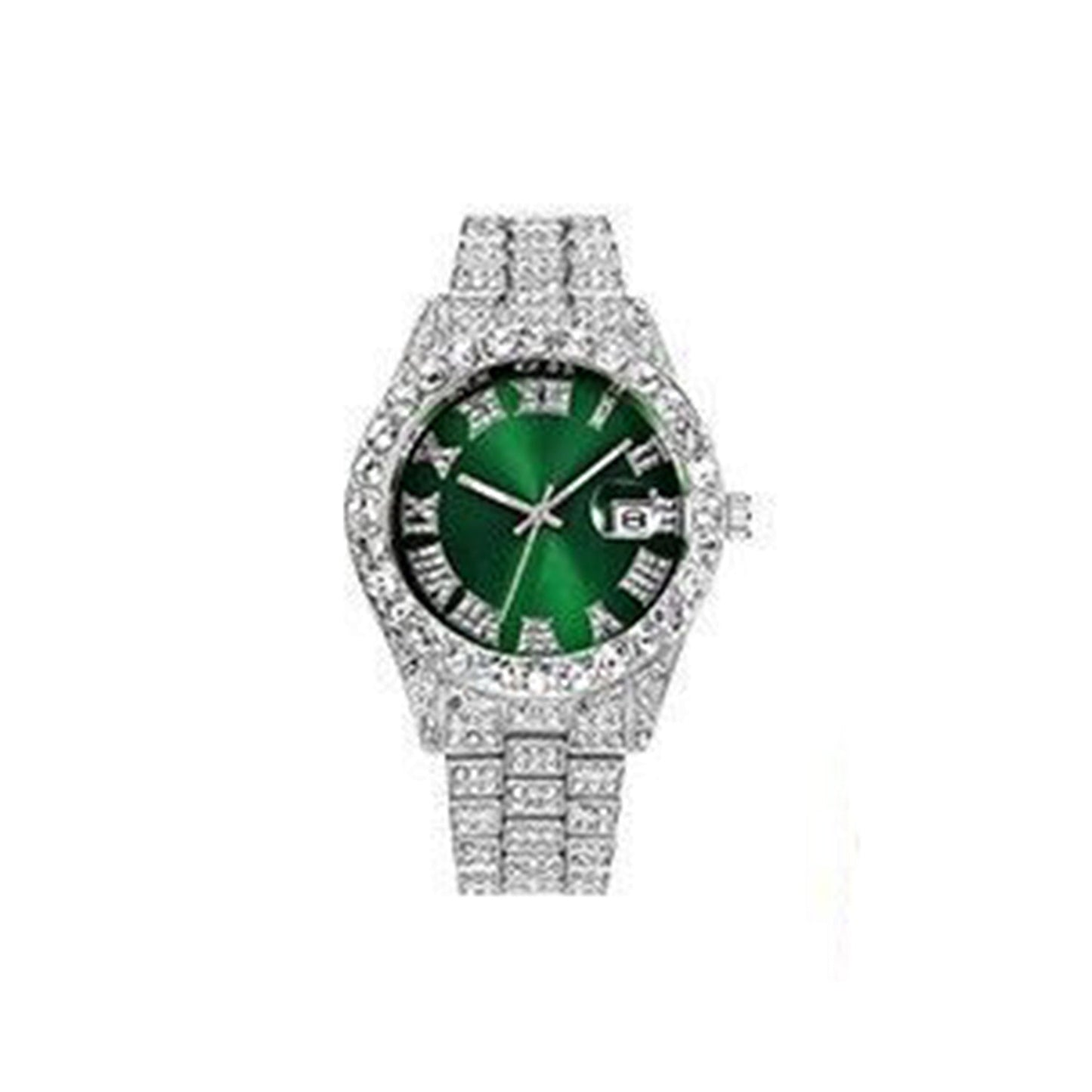 Men Luxury Hip Hop Watch Iced Bling Diamond with Stainless Steel Band
