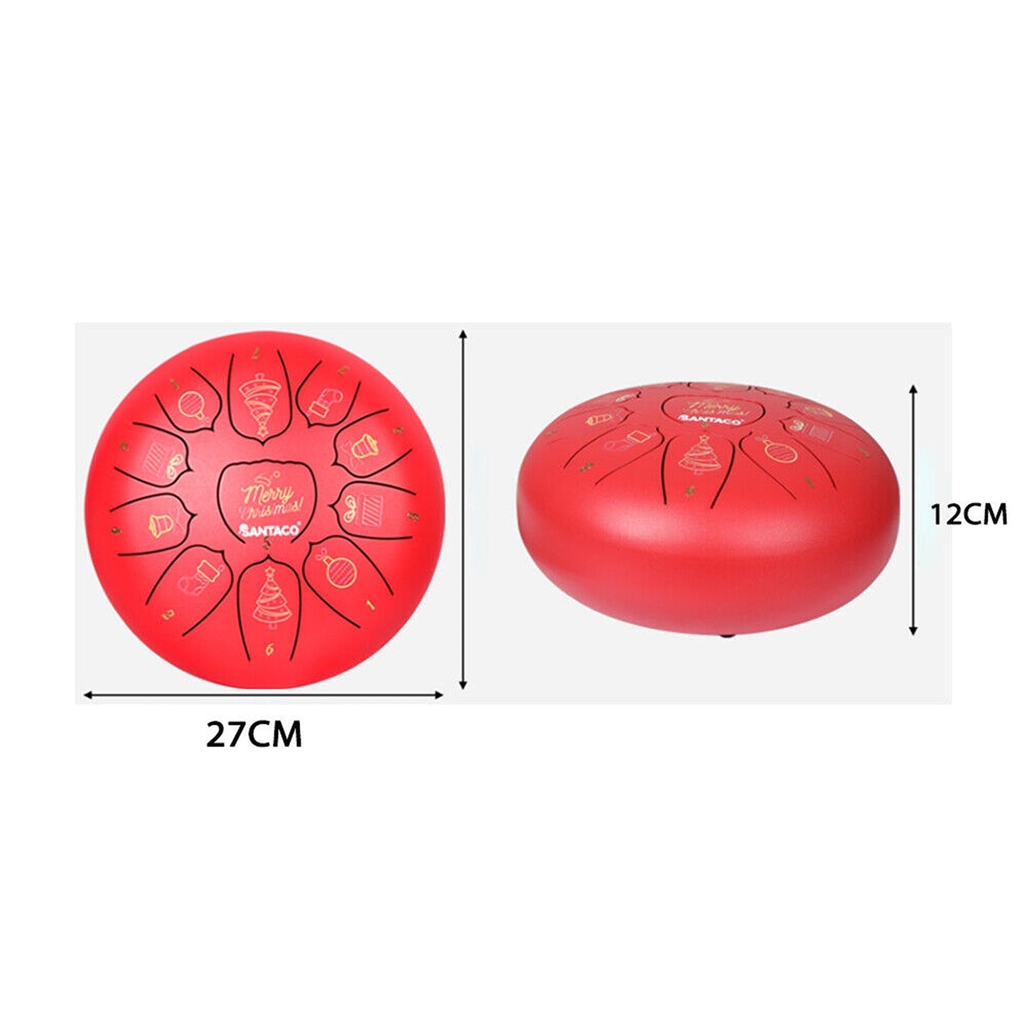 C Key Percussion 11-Tone Steel Tongue Drum with Mallets 10 Inch