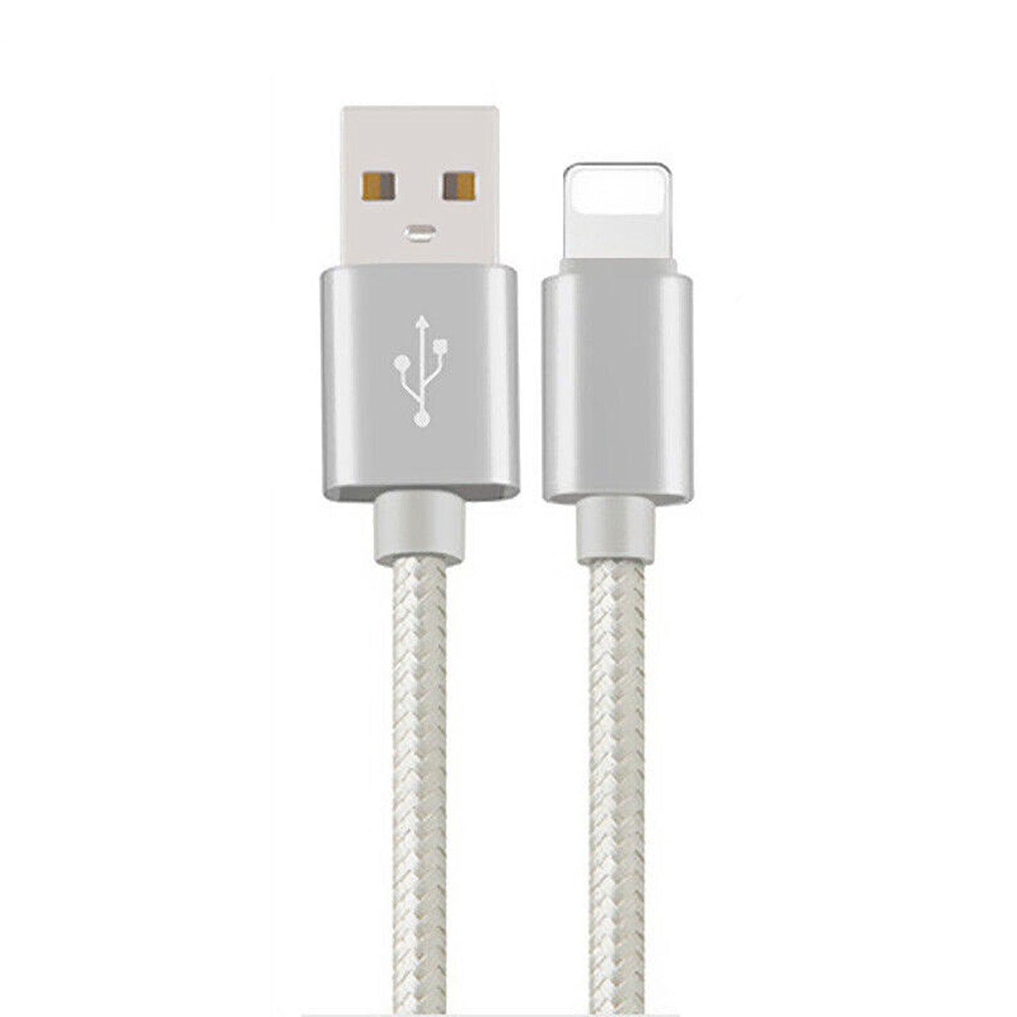 Silver Fast Charging Nylon Micro USB Cable for iOS iPhone