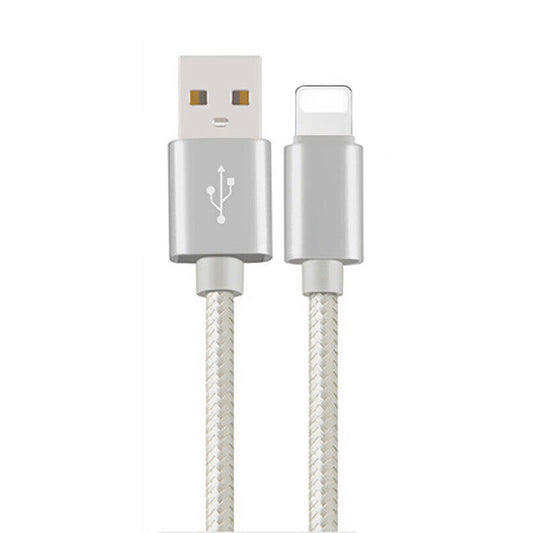 Silver Fast Charging Nylon Micro USB Cable for iOS iPhone