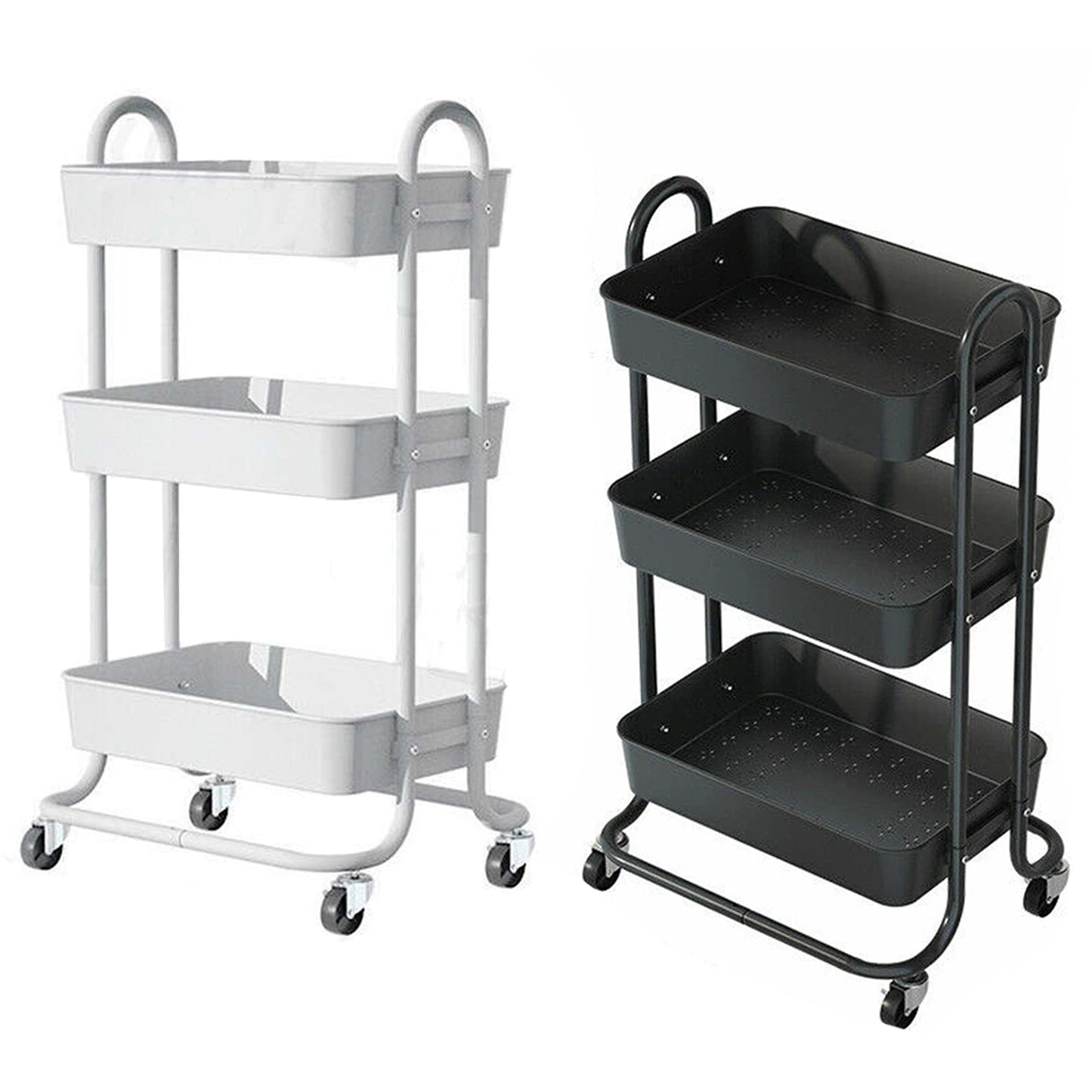 3-Tier Fruit and Vegetable Kitchen Trolley with Storage Baskets