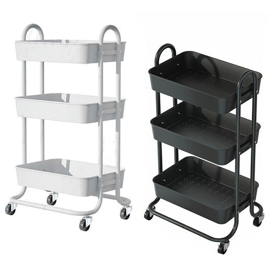 3-Tier Fruit and Vegetable Kitchen Trolley with Storage Baskets