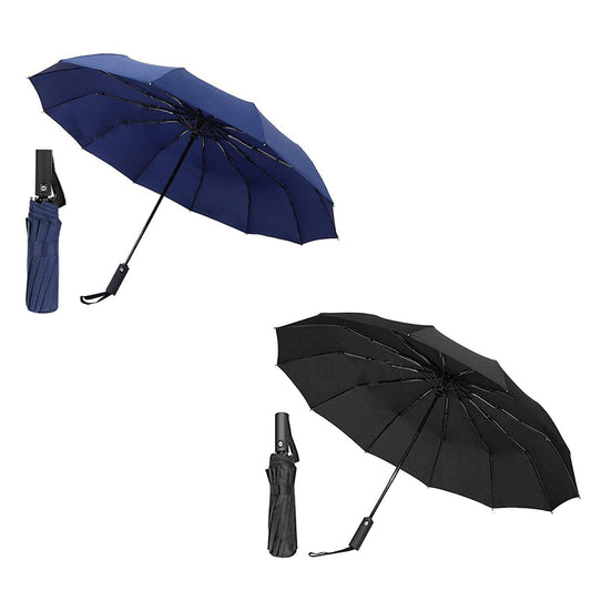 Compact Folding Umbrella Automatic Windproof With Fiberglass 12 Ribs
