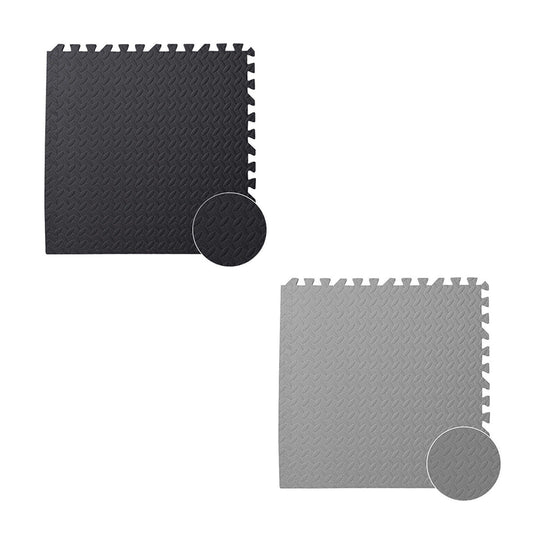 4pcs Heavy Duty Gym Flooring EVA Foam Mat Interlocking Tiles in Black and Grey