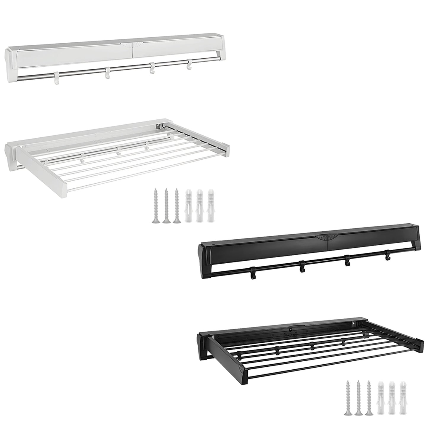 Wall-Mounted Laundry Drying Rack Foldable Clothes Airer for Indoor Outdoor