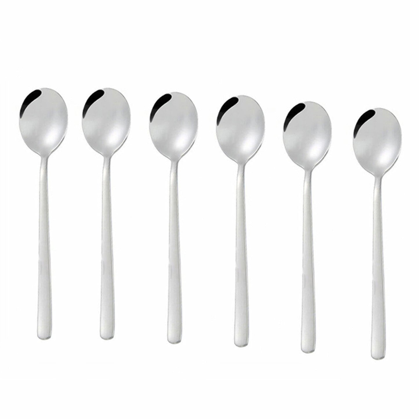 6pcs Stainless Steel Long Handle Tea Spoons for Latte Ice Cream