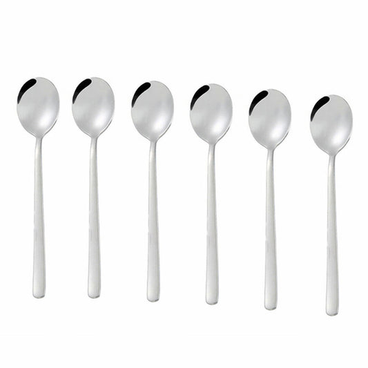 6pcs Stainless Steel Long Handle Tea Spoons for Latte Ice Cream