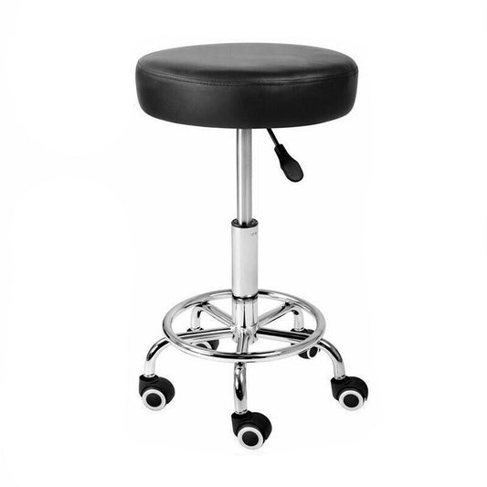 Swivel Black Barber Stool Round PU Leather Salon Chair