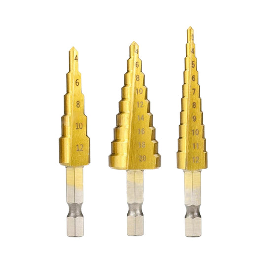 3pcs Titanium Steel Large Step Drill Bit Cone Hole Cutter Set