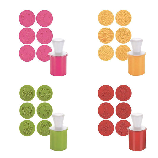 6pcs Christmas Cookie Stamp Set with Interchangeable Patterns