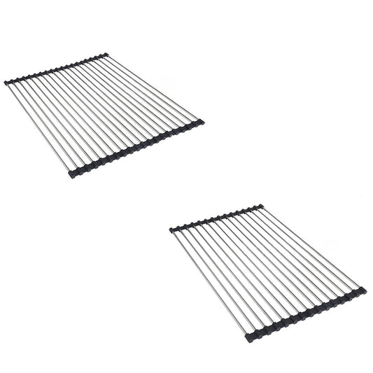 Over Sink Dish Drainer Stainless Steel Roll Up Foldable Rack