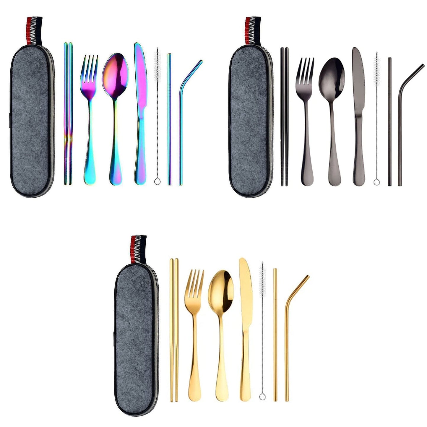 8-Piece Portable Stainless Steel Travel and Camping Cutlery Set