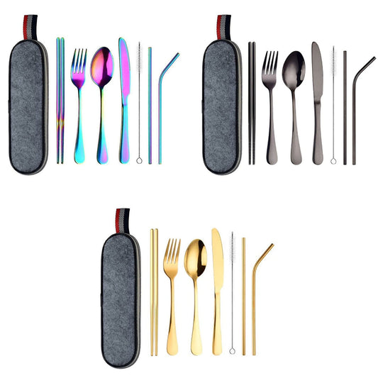 8-Piece Portable Stainless Steel Travel and Camping Cutlery Set