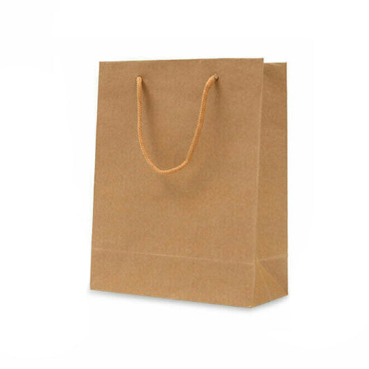 50pcs Bulk Kraft Paper Bags with Rope Handles Gift Shopping Carry Craft