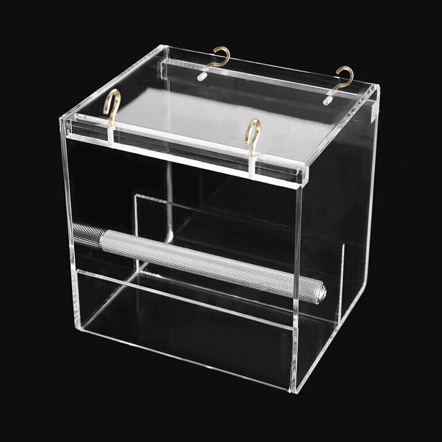 No Mess Automatic Acrylic Parrot Feeder Bird Cage Seed Feeding Container Box