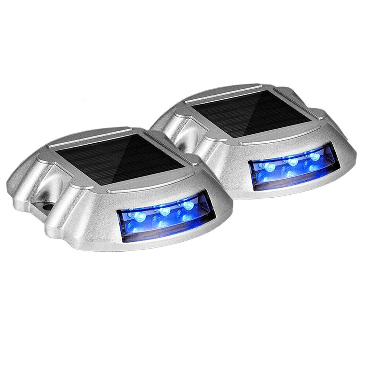 2pcs Blue LED Solar Power Pathway Driveway Light Dock Deck Step Road Outdoor