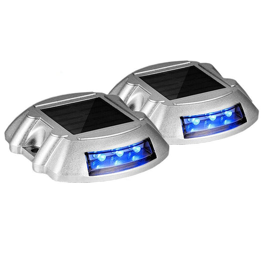 2pcs Blue LED Solar Power Pathway Driveway Light Dock Deck Step Road Outdoor
