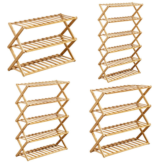 Bamboo Folding Shoe Rack with Multi-Tier Storage Shelf