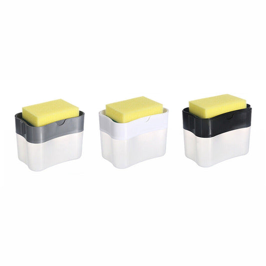 2-in-1 Soap Pump Dispenser with Sponge Holder Kitchen Dish Washing Liquid Container