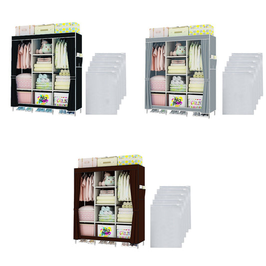 Large Portable Wardrobe with Shelves 66in Canvas Clothes Storage Organizer