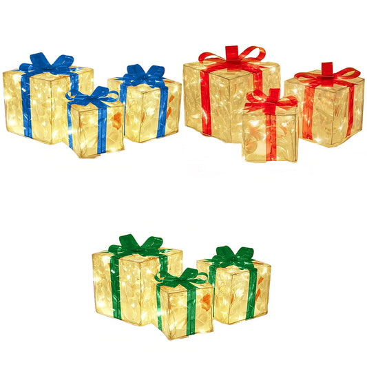 Christmas Decoration Gift Boxes with LED Light-Up Home Decor