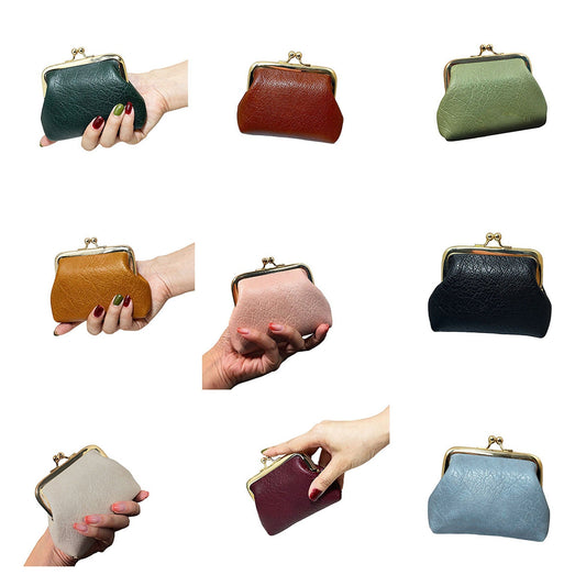 Small Leather Cosmetic Bag for Coin and Lipstick Storage