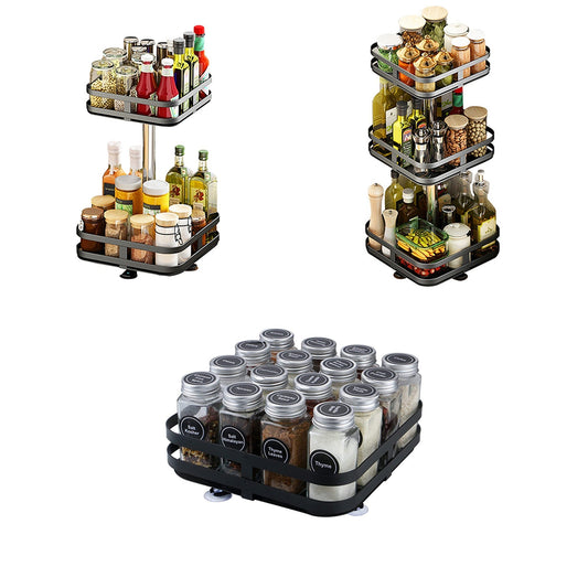 Rotating Kitchen Spice Rack Round Pantry Shelf Storage Organiser