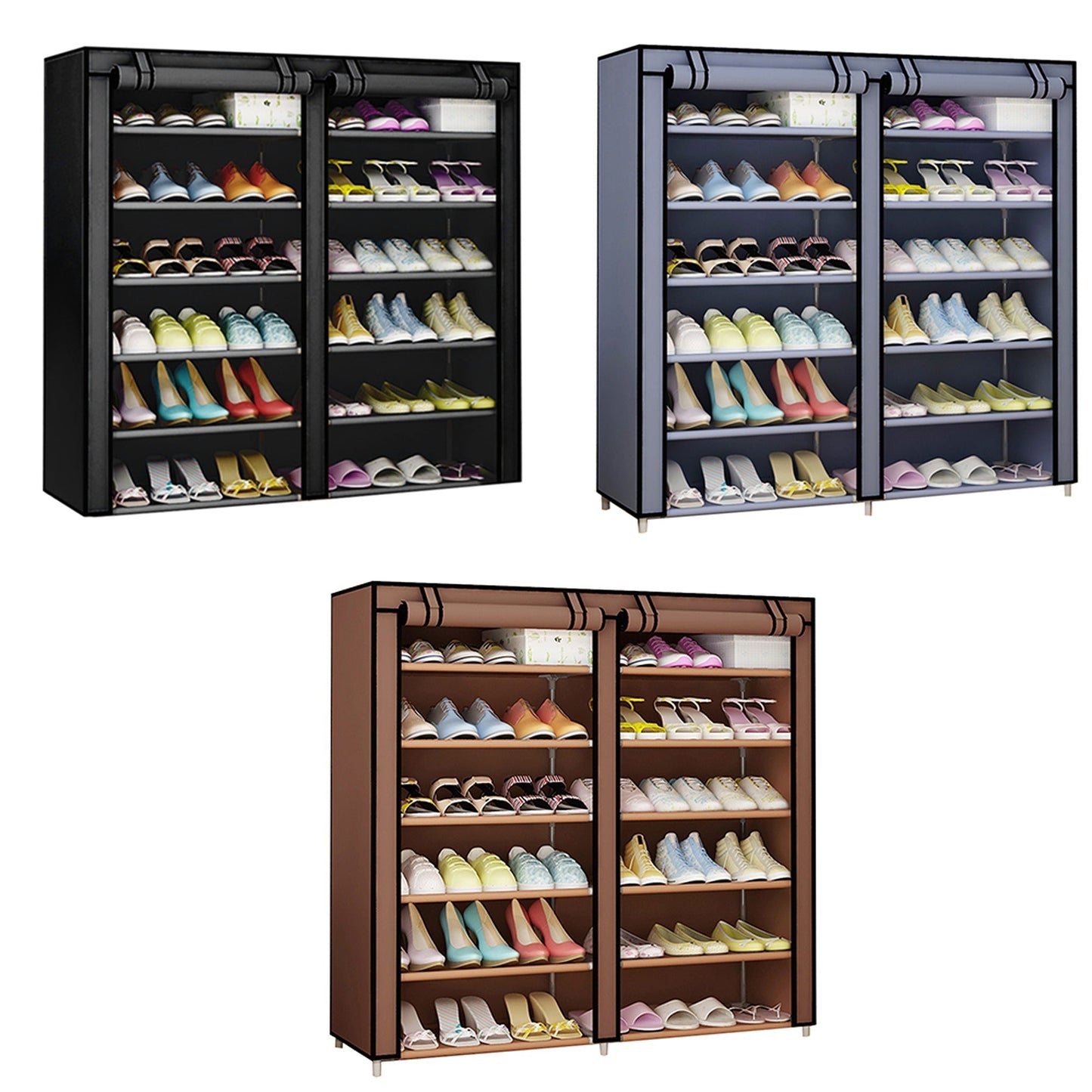 Fits 36 Pairs Portable Wardrobe with Cover Shoes Cabinet Storage Shoe Rack