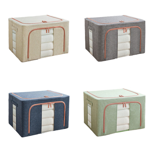 Foldable Storage Box with Crushed Steel Frame Clothes Quilt Toys Organizer