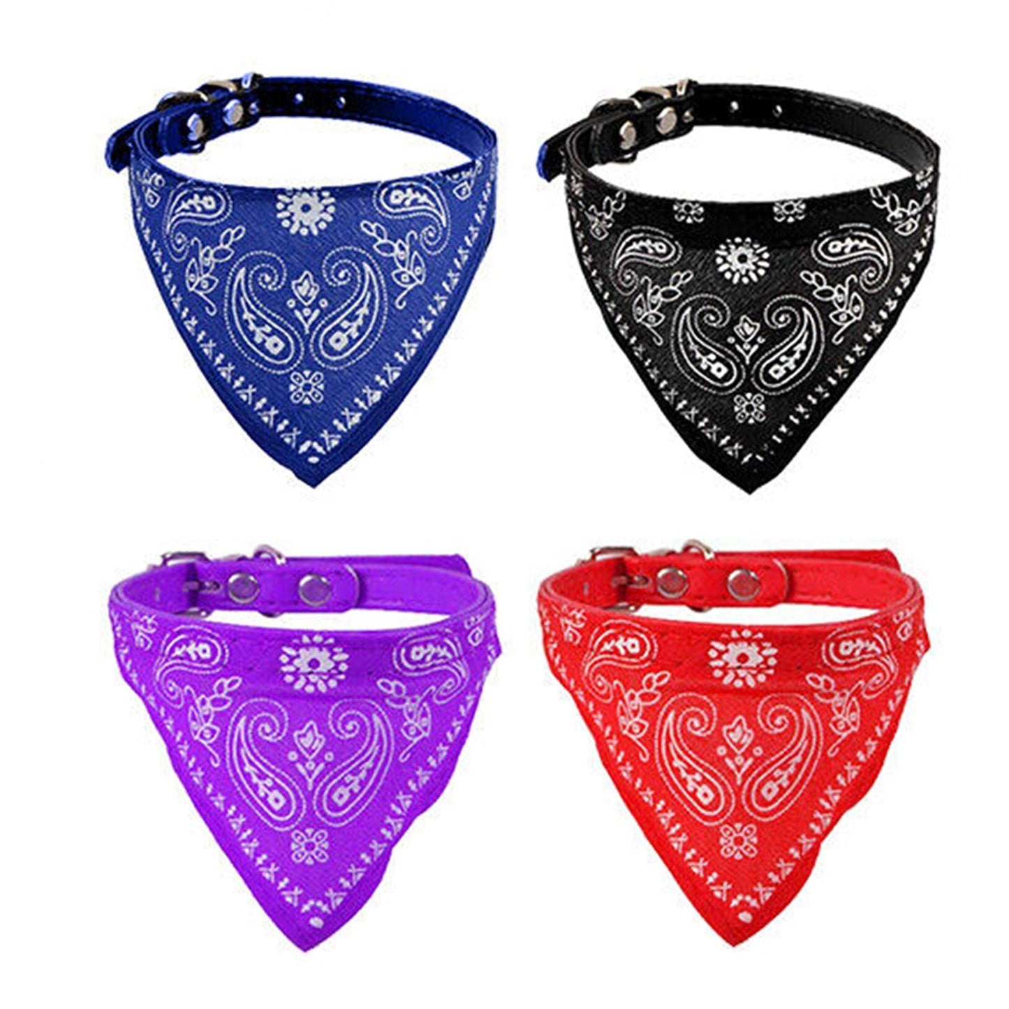 Cute Bandana Collar for Pets Adjustable Leather Neck Scarf