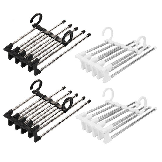 4pcs Stainless-Steel Multi-functional Pants Rack Magic Wardrobe Hanger