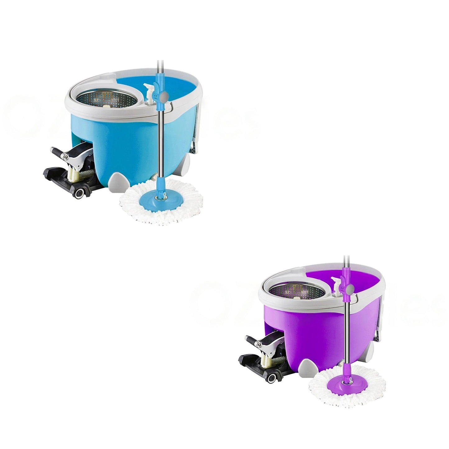 Floor Cleaning Spin Mop with Stainless Steel Wringer and Pedal