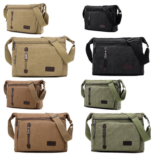 Canvas Messenger Bag for Men Retro Shoulder Crossbody