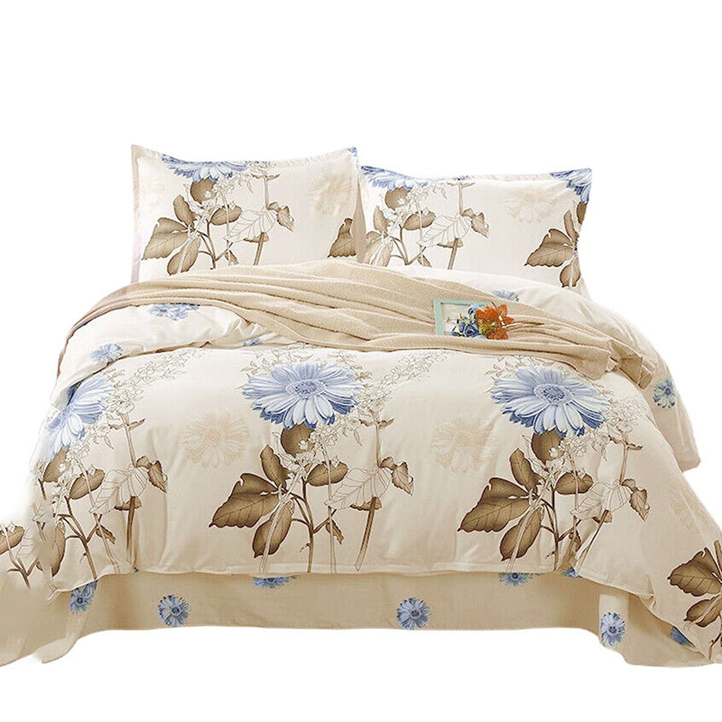 Floral Pattern Bedding Set Soft Quilt Duvet Cover for Queen and King Size Beds