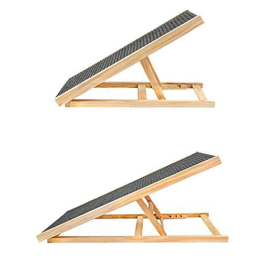 Adjustable Wooden Foldable Pet Ramp for Dogs Access to Bed Sofa Car