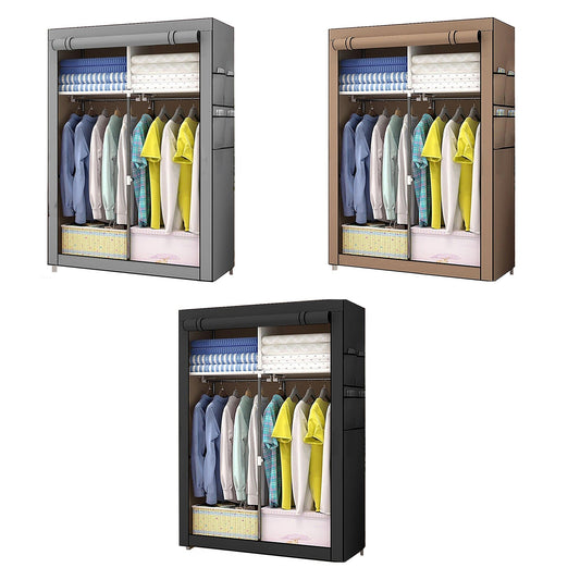 Portable Polyester Wardrobe Closet with Storage Shelves