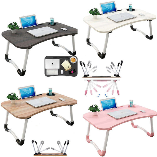 Adjustable Laptop Stand Portable Desk for Bed with Cup Holder
