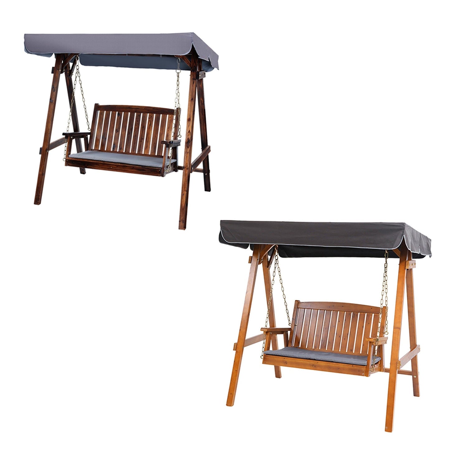 Wooden Outdoor Swing Chair with Canopy Garden Bench Furniture