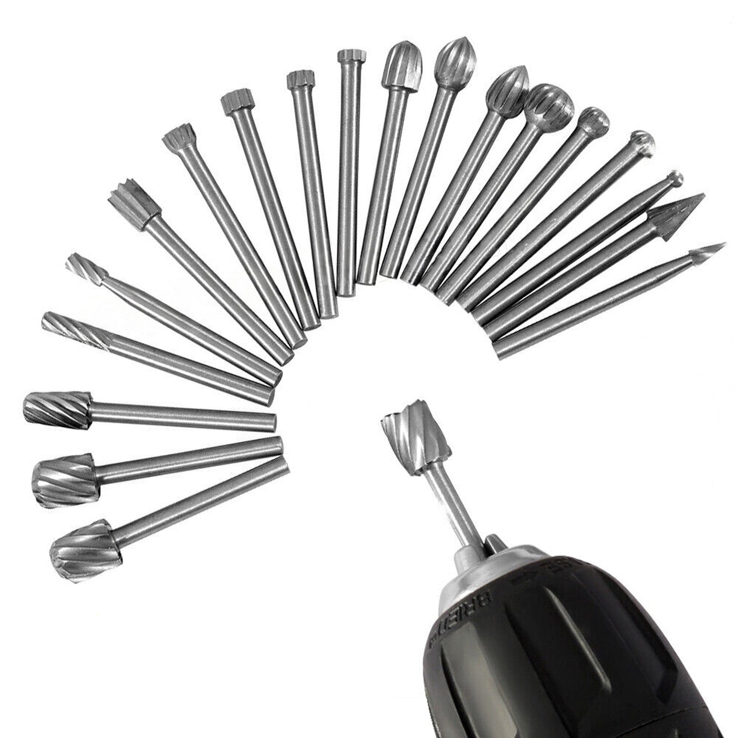 20pcs Rotary Grinder Bit Tool Set Carbide Burrs Solid for Dremel HHS Steel