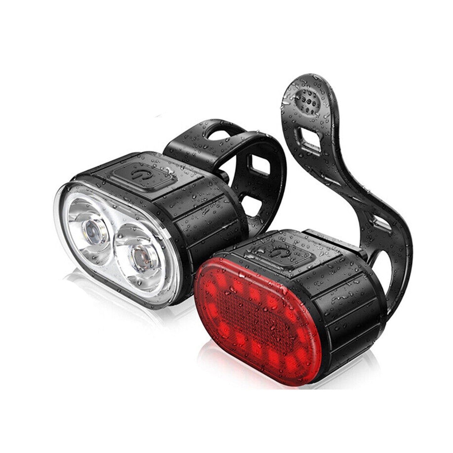 USB Rechargeable LED Bike Light Set Bright Front and Rear Mountain Bicycle Lights